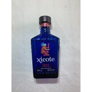 Xicote Tequila Añejo Bottle Empty Cobalt Blue Orange Rare Collect Decor Crafter